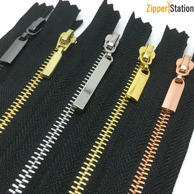 Black #3 Open End Metal Zips - Brass Silver Gold Chrome N3 Zippers (#3OE) • £3.95