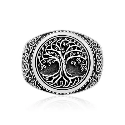 925 Sterling Silver Viking Tree Of Life Yggdrasil Bear Claw Motif Triquetra Ring • $39.95