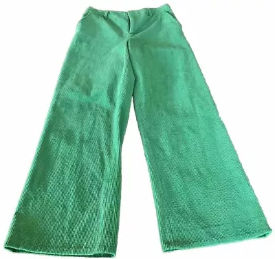 Gorman Bright Green Wide Leg High Rise Long Cord Corduroy Pants Women’s Size 12 • $49