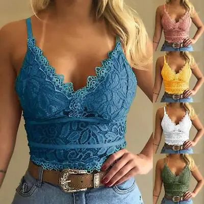 Womens.Lace Bralette Bralet Bra Bustier Crop Top Ladies Camisole Cami Vest Tank • £5.69