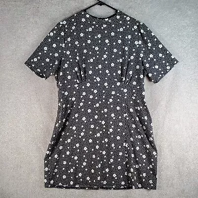 $17.49 • Buy ASOS Dress Womens 18 Black White Sheath Floral Short Sleeve Zip Casual Formal