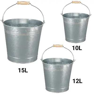 Galvanised Metal Bucket Handle Large Small Plant Pot Coal Planter Strong Steel • £7.99