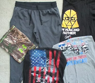 5 Lot Nike Yoga Dri Fit Joggers Chuy's Star Wars USA T Shirt Under Armour Beanie • $34.99