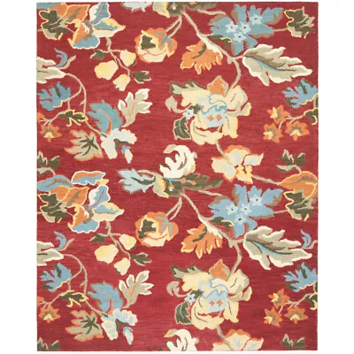 SAFAVIEH Country Farmhouse Floral Hand-Hooked Wool Area Rug Red Multi Blossom • $341.99