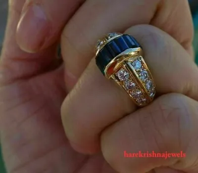 1.75CT Baguette Cut Blue Sapphire Men's Vintage Wedding Ring 14K Yellow Gold FN • $141.60