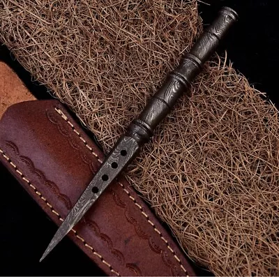 Forged Damascus Viking Style Throwing Dagger Knife Hunting Double Edged • $35.95