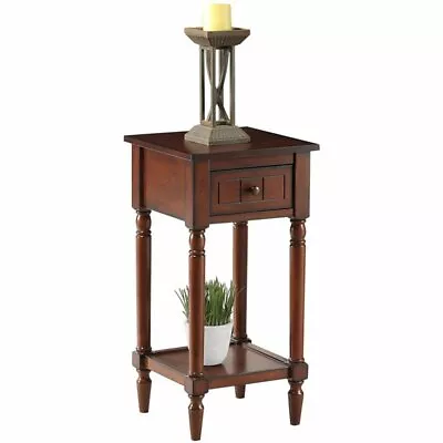 French Country Khloe One-Drawer Accent End Table In Mahogany Wood Finish • $76.12