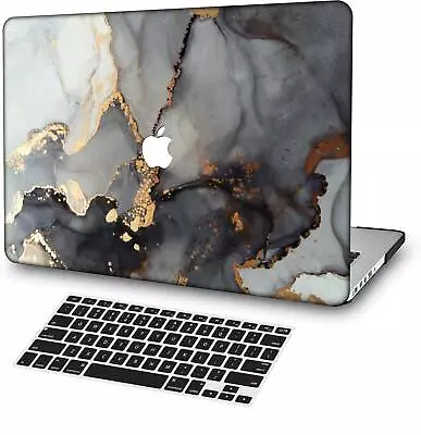 Gray Gold Marble Rubberized Matte Hard Cut Out Case KB Cover For Macbook Pro Air • $12.15