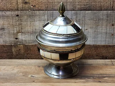 Antique Moroccan / Turkish Handmade Bowl Dish Urn Silver Nickel Metal Ornate • $27.89
