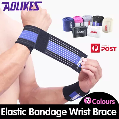 Wrist Brace Elastic Bandage Support Sport Gym Wrap Fitness Wristband Unisex AU • $6.88