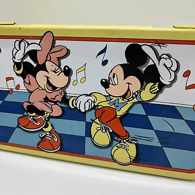 Vintage Walt Disney Mickey & Minnie Mouse Tin Pencil Box Hong Kong Tin Box Co. • $8.99