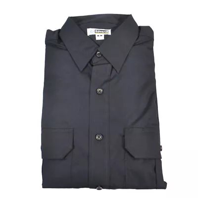 Edwards 1288 Poplin Mens Work Shirt Button Up Collared Roll Up Sleeve Black - S • $24.99