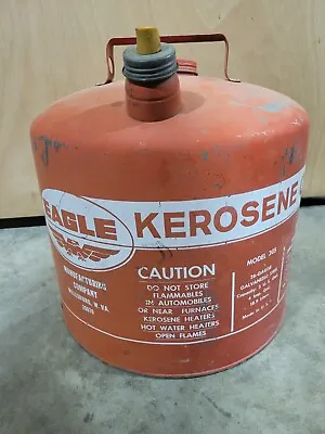 Vtg Metal 5 Gallon Eagle Kerosene Can Red Good Condition Gas/oil Decor Aged • $20
