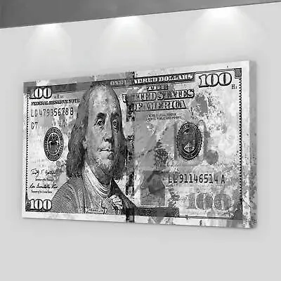 100 Dollar Bill Money Canvas Print Wall Art Office Decor Ben Franklin Dollars  • $49.95