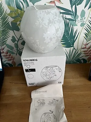 IKEA KNUBBIG Lamp 7” 18cm Table Desk Japan Cherry Blossom Frosted Glass White • £19.99