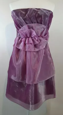 The Limited Event Prom Dress Size 10 Purple Strapless Short Organza Shimmer 80s • $37.97