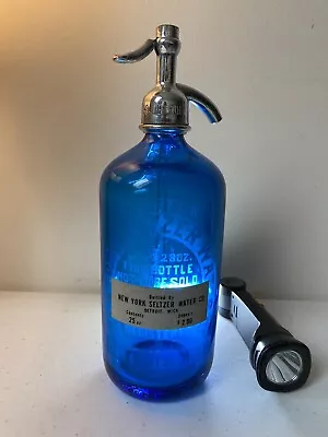 Vintage NEW YORK SELTZER DETROIT MI WATER BOTTLE- MADE IN CZECHOSLOVAKIA • $95