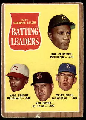1962 Topps #52 Clemente/Pinson/Boyer/Moon Very Good N.L. Batting Leade ID:235586 • $7