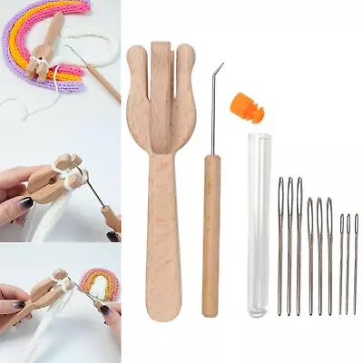 Yarn Knitting Needles Tools Wooden Beads Knitting Knitting Fork Looming Kit • £8.93