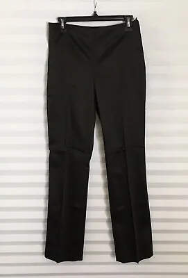 SIGRID OLSEN Black Womens Dress Pants Side Zipper Size 6 Flat Front Satin • $12.99