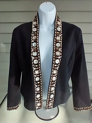 Vintage Willi Smith Black Velvet Insanely Embroidered Evening Jacket Women • $15