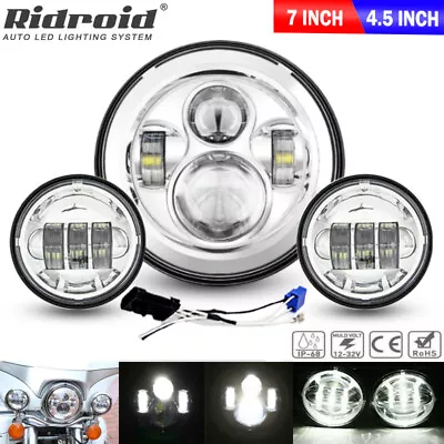 7  Inch Led Headlight + 4.5  Fog Lights For Yamaha V-Star XVS 650 950 1100 1300 • $59.99