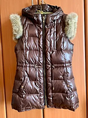 Michael Kors Women's Puffer Vest Down Warmth Real Fur Trim Hooded Size M/M • $56.45