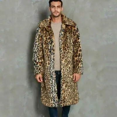 Men's Faux Mink Fur Jacket Leopard Occident Outwear Parkas Trench Coats Jackets • $66.46