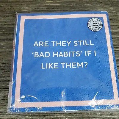 Bad Habits I Need Bail Money Paper Cocktail Napkins 5  X 5  Bachelorette Party  • $6.26