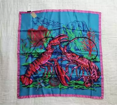 NEW WOMEN'S J CREW  SILK BANDANA SQUARE SCARF LOBSTER PRINT 25x25 • $49.99