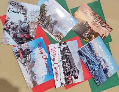 Christmas Cards - 12 Pack Featuring Steam Trains • £14.99