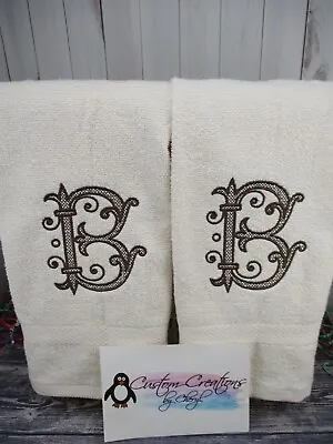 Monogram Chaplet Motif Letter Personalized Dish Kitchen Hand Towels  • $20