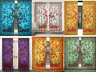 Mandala Window Door Curtains Tree Of Life Decor Boho Wall Drapes Cotton Tapestry • $41.36