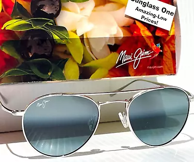 NEW Maui Jim PISCES Silver Titanium POLARIZED Grey Lens Sunglass 548N-17 • $148.86