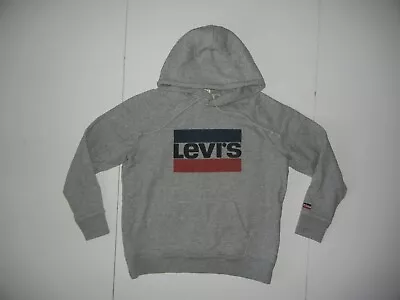 LEVI'S Gray Heavy Warm SPELL-OUT FLAG HOODIE Casual Lady Sweatshirt Women's M • $34.99