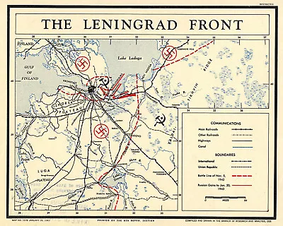 WWII Leningrad Front Military World War 2 Map Vintage Historic Wall Poster Print • $13.95