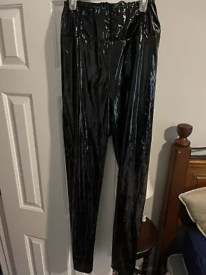 Pretty Little Thing Black Vinyl Leggings US 8 Brand New Shiny Wet Look! • $12