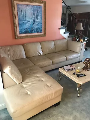 $500 • Buy Sofa Real Leather With Lounge And Ottoman 