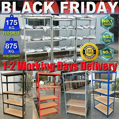 Extra Larger 5 Tier Metal Shelving Unit Storage Racking Shelves Garage Warehouse • £22.20