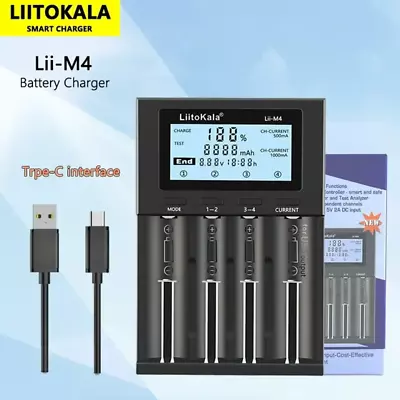 Lii-M4 18650 LCD Display Smart Charger Test Capacity Suitable For 3.7V 26650 183 • £25.99