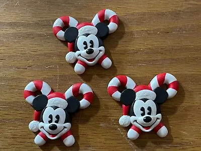 LOT OF 3 Christmas Mickey Mouse Candy Cane Dress It Up Buttons 2  IN SIZE • $10.49