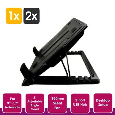 Notebook Laptop Cooling Pad Cooler Fan Stand W/ USB Hub 1/2x • $18.94