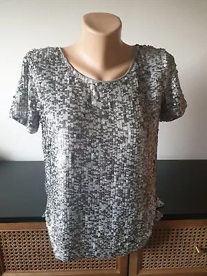 Maison Scotch Allover Sequin Short Sleeve TopSize 10/12 • £19.99