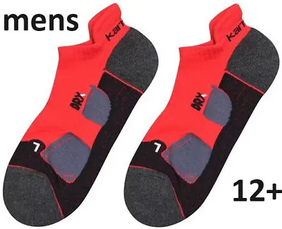 Karrimor Mens 2 Pack Running Socks Trainer Moisture Wicking Red 12+ • £8.95