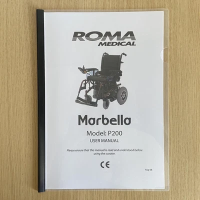 £9.50 • Buy Manual + Extra Info For The Marbella Powerchair - Shoprider Roma RMA Wheelchair