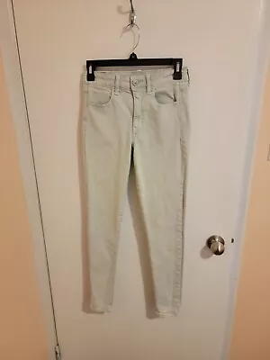 American Eagle Light Green Denim Jeans Womens Size 4 Super Stretch Jegging • $11