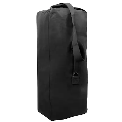Black Heavy Duty Military Grade Top Load Duffle Bag Carry Over Shoulder Travel • $23.99