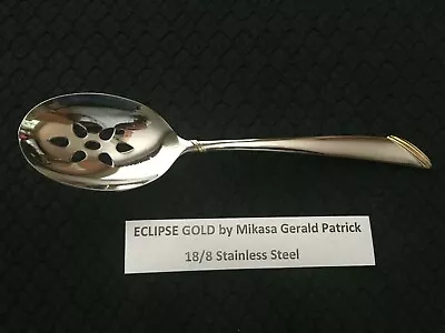 Eclipse Gold Mikasa Gerald Patrick 18/8 Stainless Pierced Serving Spoon Free S&H • $24.99