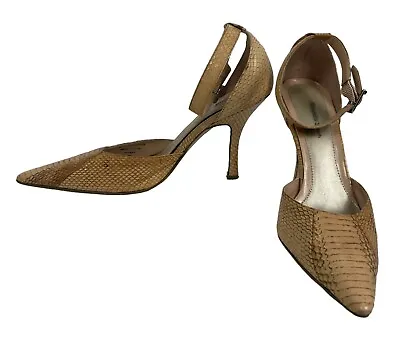 $10.99 • Buy Vintage Amanda Smith Womens 6M Shoe Heel Closed Toe Strap Leather Pink Snake