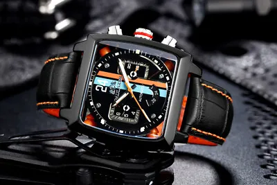 New Men's Automatic Mechanical Watch Multifunctional Luminous Square Watch • £38.39